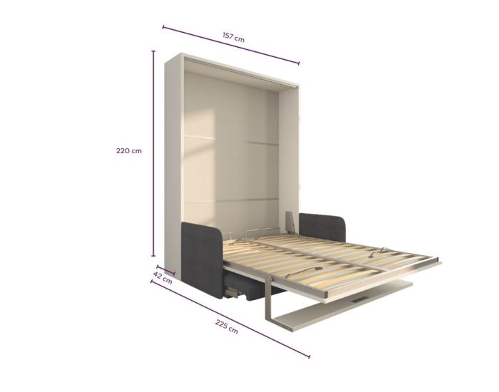 Letto a scomparsa 140 Verticale 1 Mensola Divano Slim