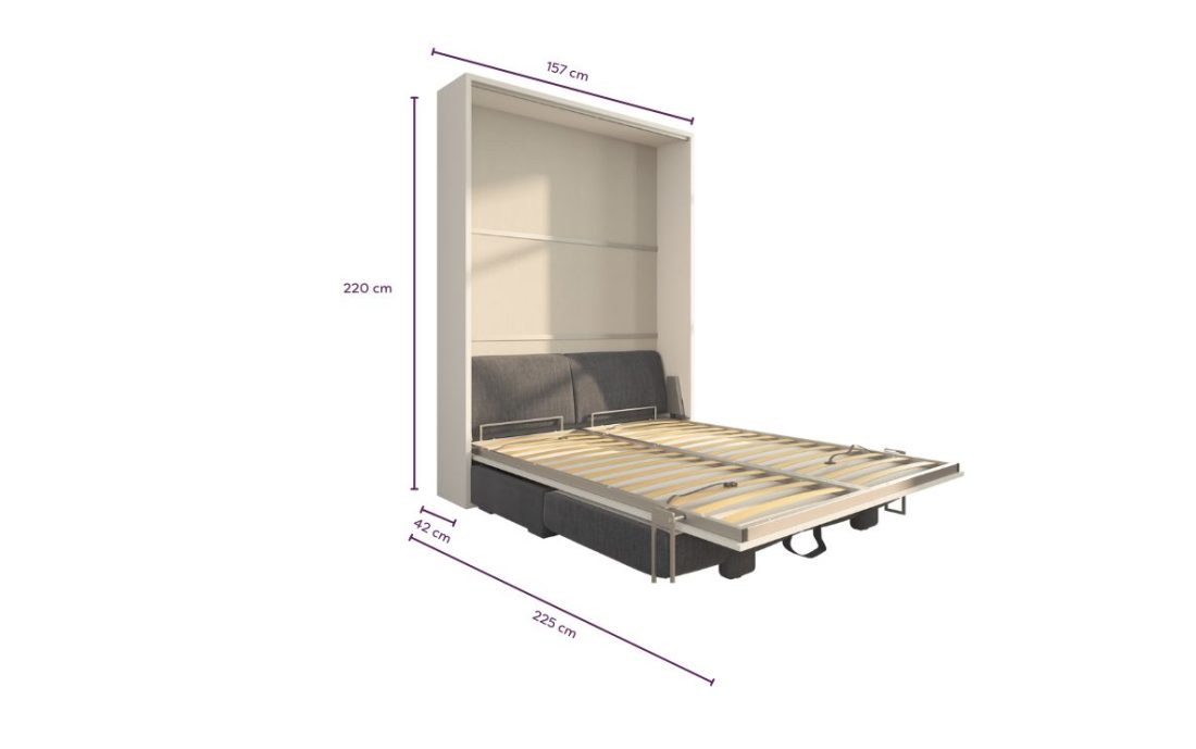 Letto a scomparsa 140 Verticale Divano Easy Contenitore