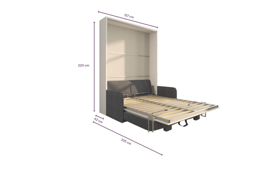 Letto a scomparsa 140 Verticale Divano Slim Contenitore