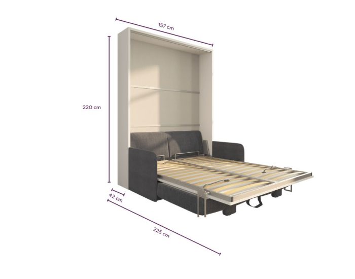 Letto a scomparsa 140 Verticale Divano Slim Contenitore