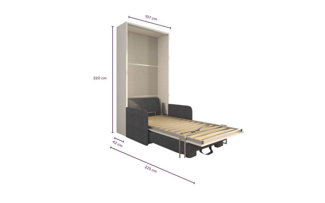 Letto a scomparsa 90 Verticale Divano Slim Contenitore