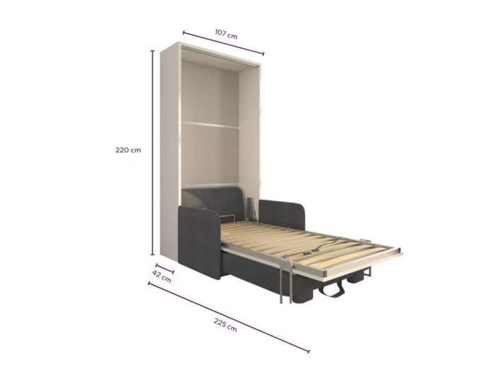 Letto a scomparsa 90 Verticale Divano Slim Contenitore