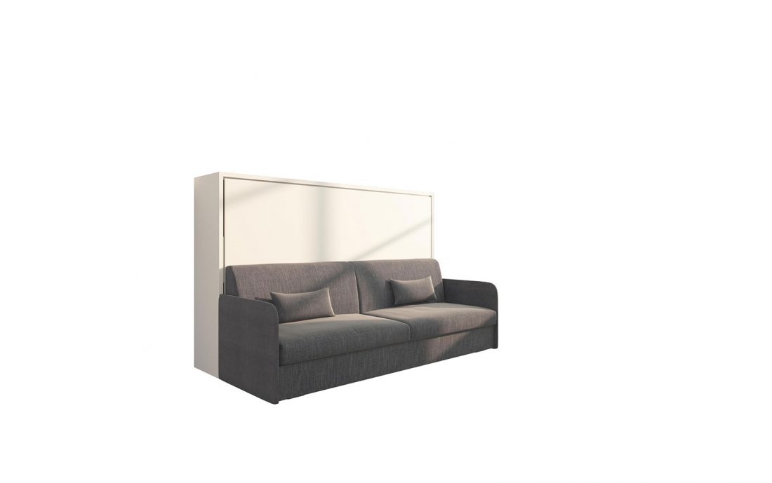 Piuma Sofa 120 Orizzontale Slim - Mobile letto con rete da 120 cm e divano quattro posti con cuscini