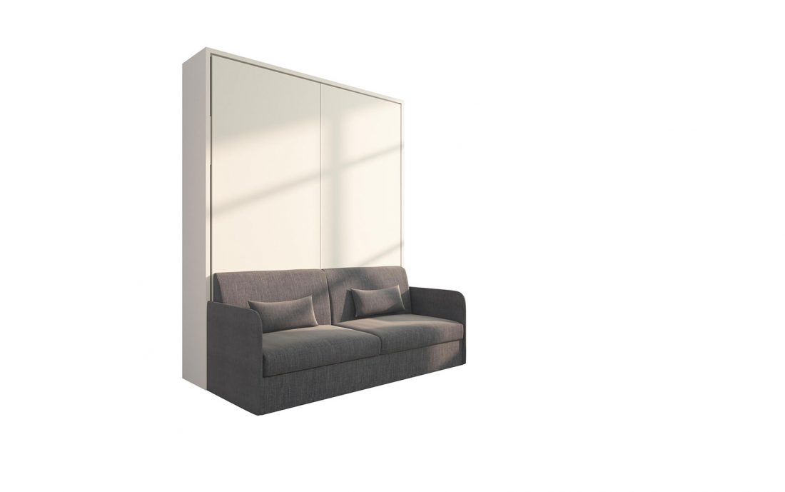 Piuma Sofa 160 Slim - Mobile letto matrimoniale a scomparsa con divano 3 posti