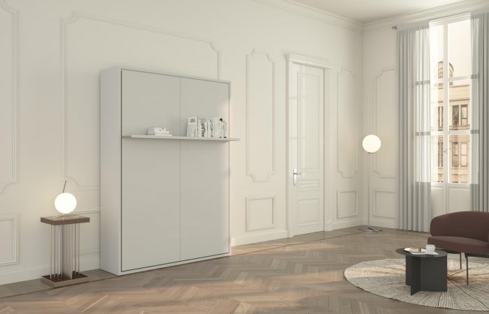 Il design moderno e impeccabile del letto a scomparsa con mensola chiuso