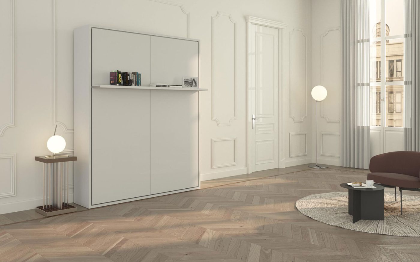 Letto matrimoniale a scomparsa Velo Uno 160 con mensola d'arredo