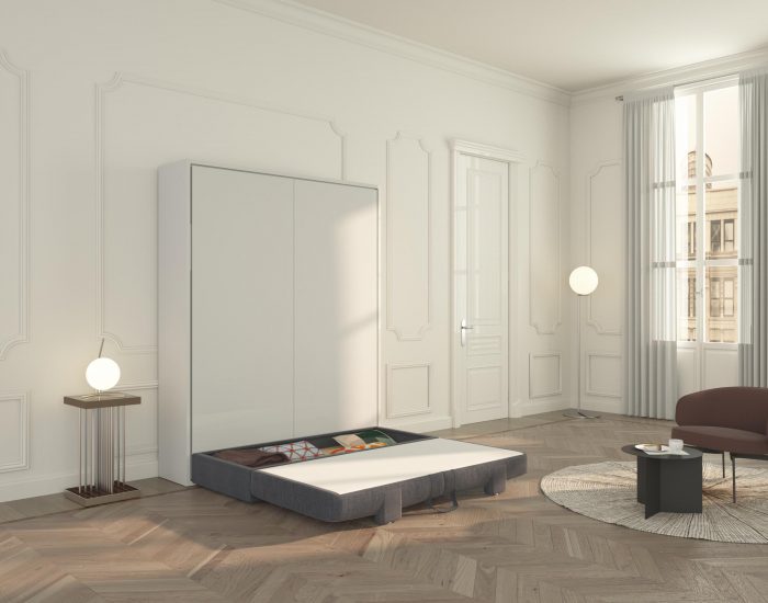 Il letto a scomparsa con divano con contenitore risolve tutti i problemi di spazio.
