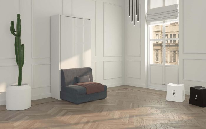 Mobile letto ribaltabile singolo con comoda poltrona senza braccioli