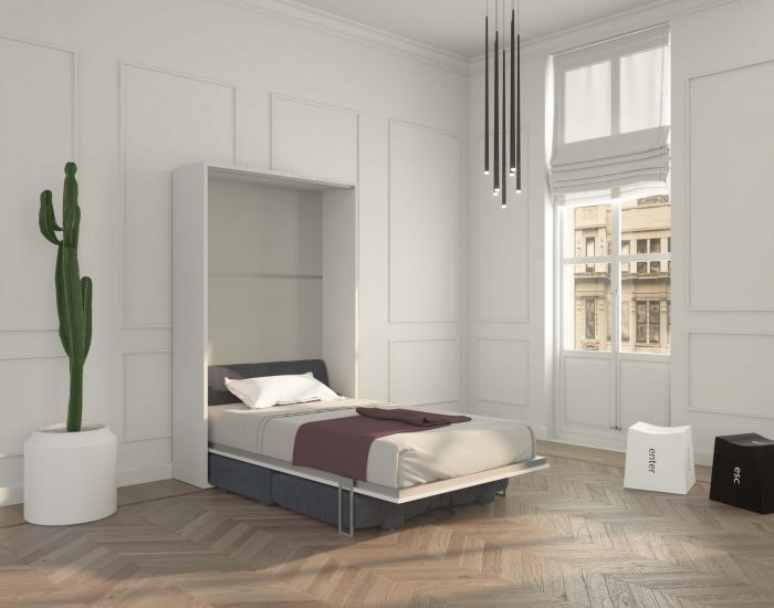 Letto a ribalta con divano contenitore due posti