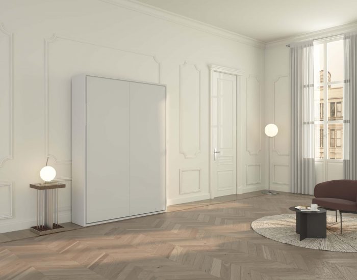 Mobile letto ribaltabile due piazze alla francese con rete in doghe