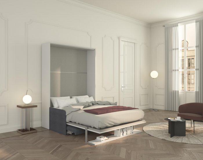 Un comodo letto due piazze con materasso alto fino a 24 cm che si apre in modo semplice e veloce