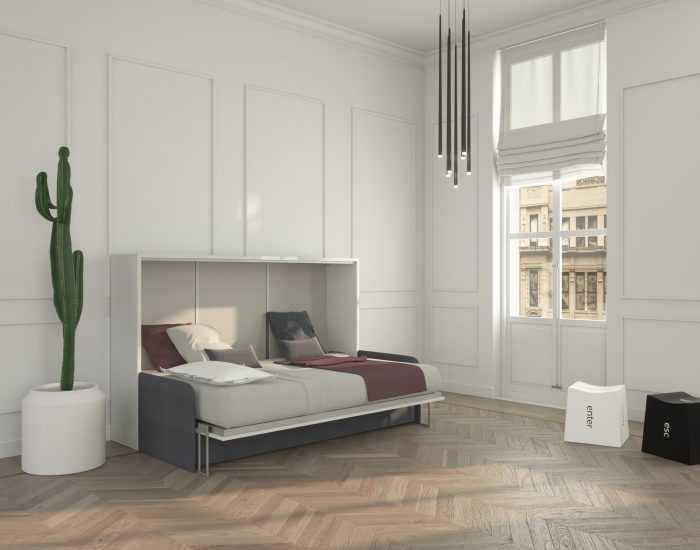 Piuma Sofa 120 Orizzontale è un comodo letto da 1 piazza e 1/2 a scomparsa