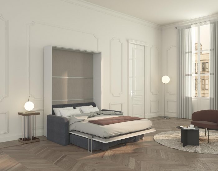 La semplicità con cui si accede a questo letto a scomparsa con divano vi lascerà increduli