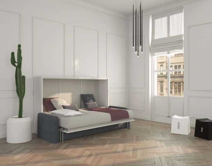 Un mobile letto basso con comodo letto 1 piazza e 1/2