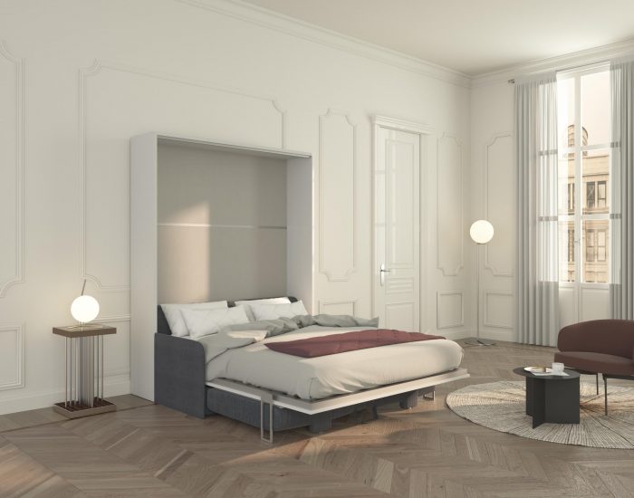 Facile da usare e leggero da aprire, il letto a scomparsa matrimoniale con divano Piuma Sofa 160ti sorprenderà.