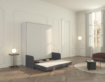 L’ampio contenitore è uno spazio che può ospitare i cuscini durante il giorno