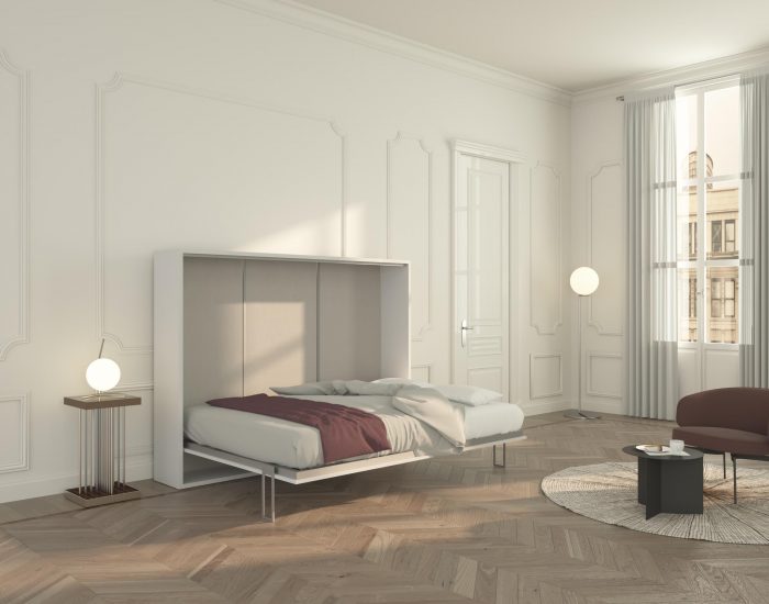 Il comodo letto a scomparsa due piazze alla francese si apre in modo semplice e rapido