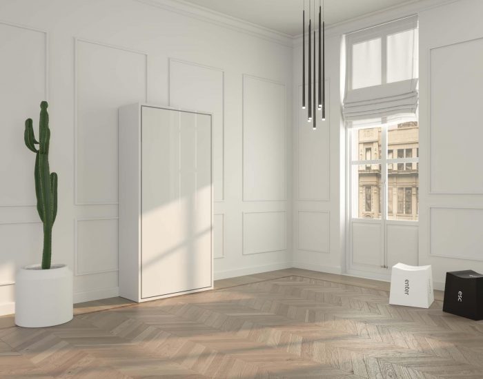 Letto a scomparsa verticale ad apertura manuale e discesa assistita