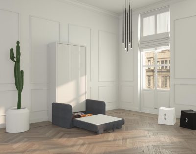 Letto a scomparsa singolo con divanetto molto veloce da aprire