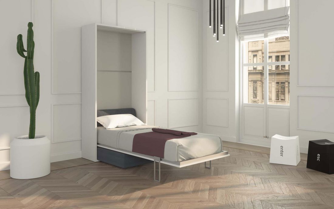 Prontoletto con rete in doghe 90 x 200 cm a scomparsa verticale