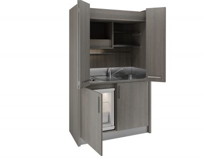 Cucina monoblocco a scomparsa da 130cm con chiusura ad ante