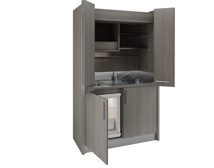 Cucina monoblocco a scomparsa da 130cm con chiusura ad ante