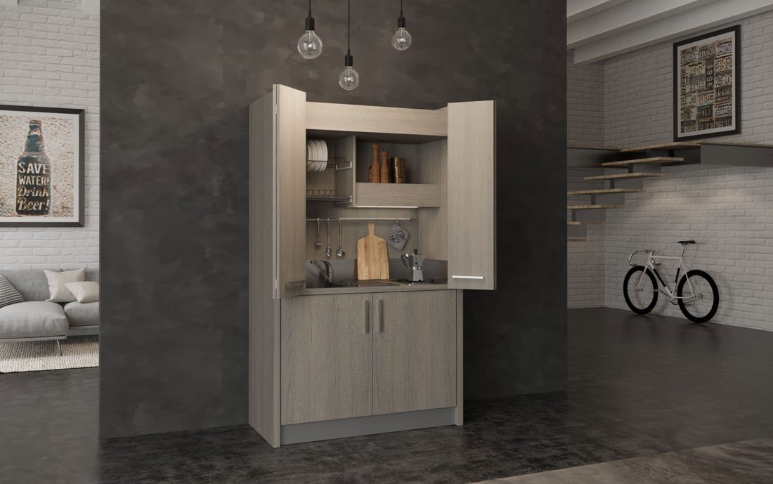 Brianza - mini cucina a scomparsa con sportelli tipo armadio