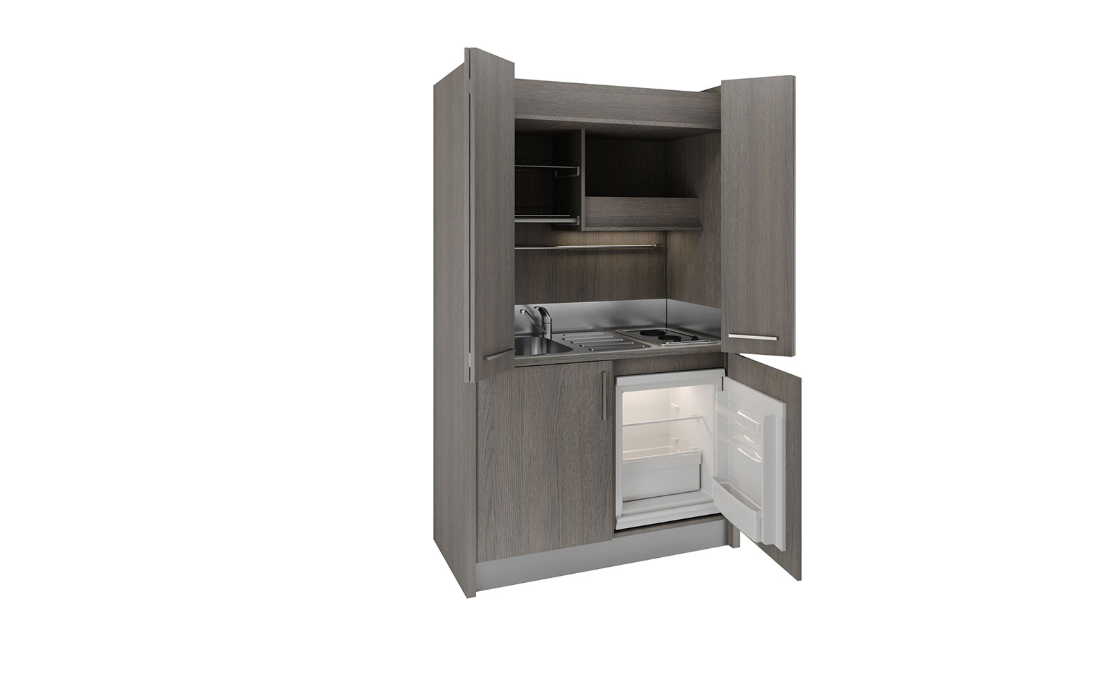 Brianza SX - Cucina a scomparsa con ante tipo armadio e mini frigo