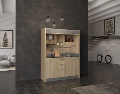 Brianza SX - Cucina a scomparsa con ante tipo armadio e mini frigo