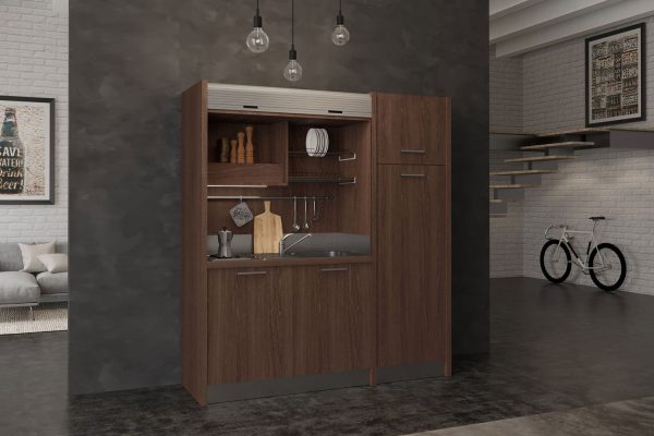 Conero - cucina a scomparsa con frigorifero verticale