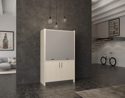 Una mini cucina a scomparsa con frigorifero adatta a ogni ambiente