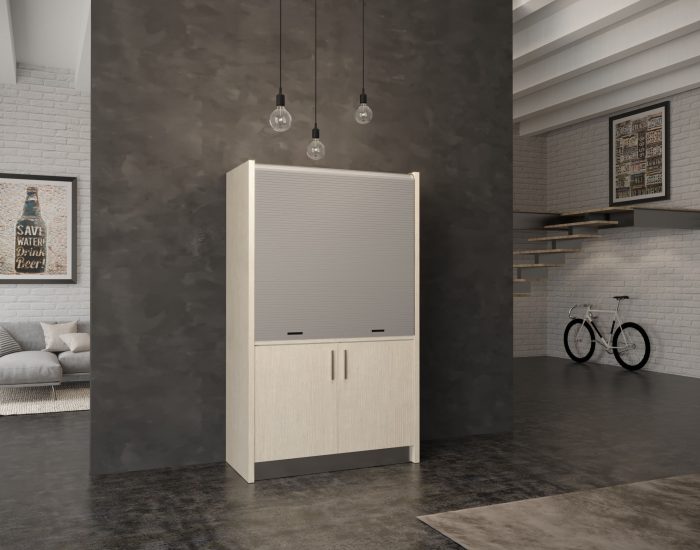 Una mini cucina a scomparsa con frigorifero adatta a ogni ambiente