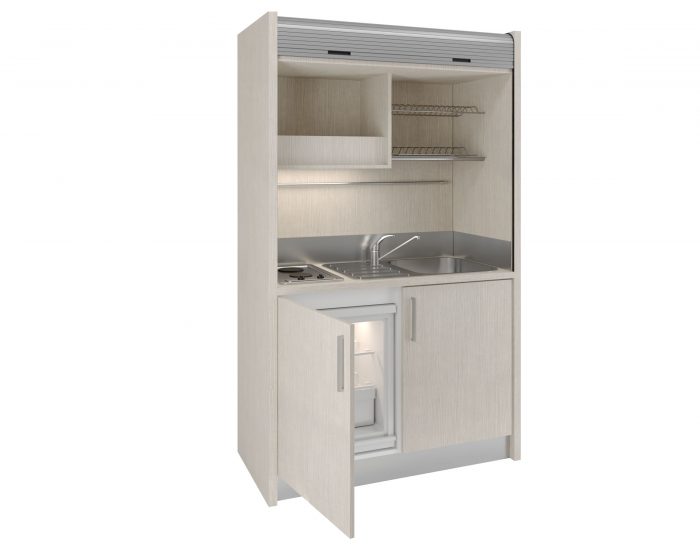 Una mini cucina a scomparsa che sta in meno di un metro e mezzo