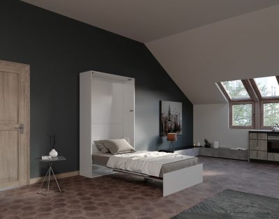 Aria Tabla 120 – Letto a ribalta con tavolo basculante aperto