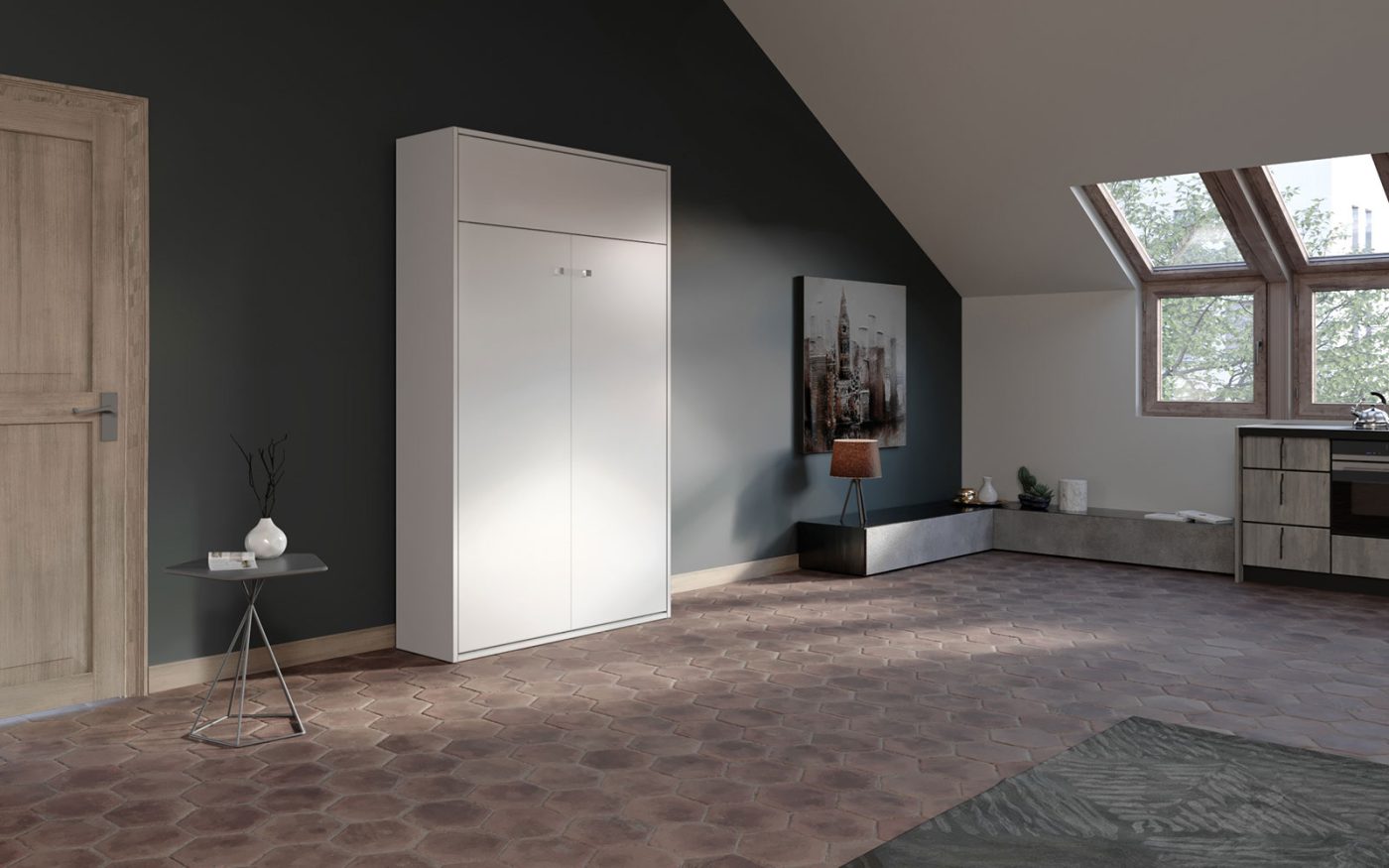 Letto una piazza e mezzo a scomparsa verticale chiusura facile