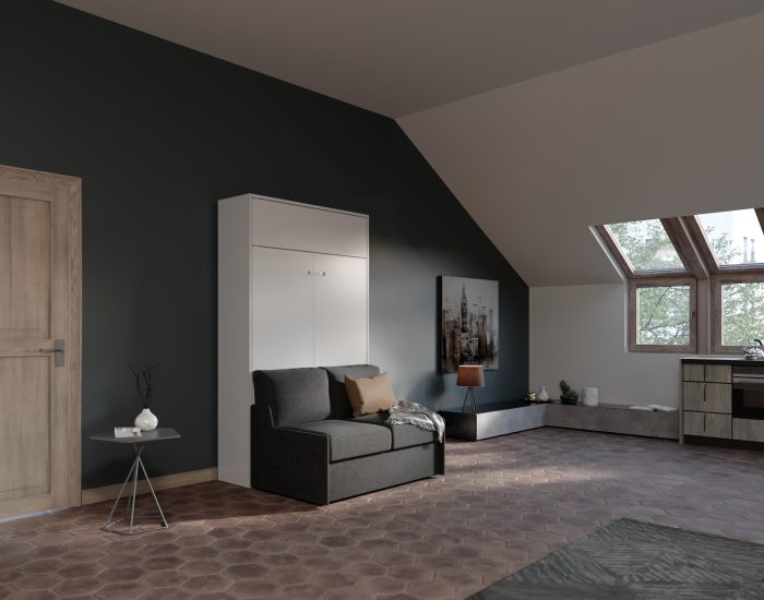 Aria Sofa 120 Easy – Letto richiudibile verticale con divano salvaspazio