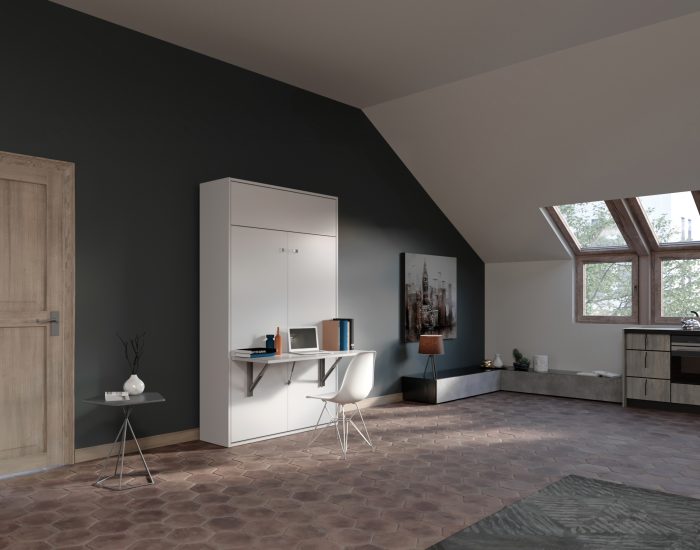 Aria Desk 120 – Letto scomparsa una piazza mezza scrivania studio studenti
