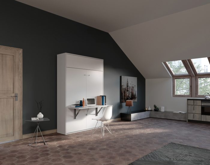 Aria Desk 140 – Letto a scomparsa due piazze con scrivania