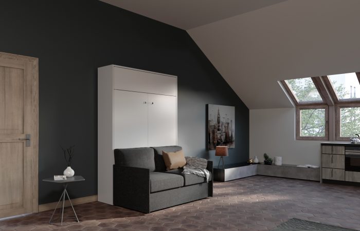 Letto a scomparsa alla francese con divano a movimento automatico