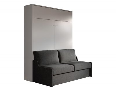 Letto Verticale a scomparsa in finitura gessato canapa. Prezzo Outlet!