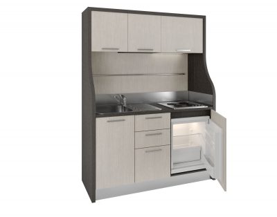 Una piccola cucina monoblocco dalla linea vintage per agriturismi