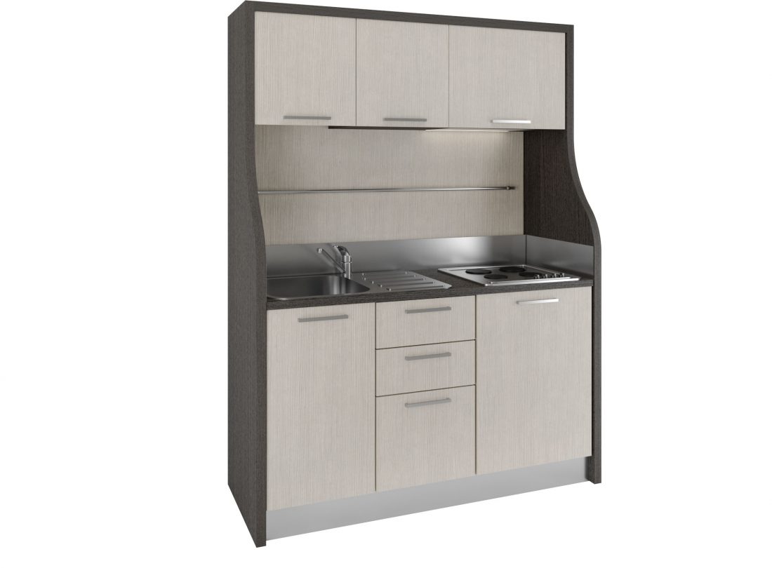 Grande cucina a con chiusura a serranda e cassetti 220 cm