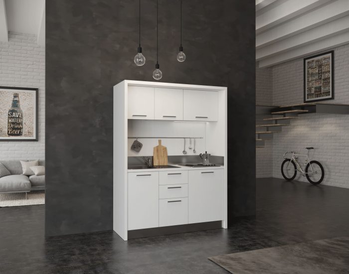 Circeo – cucina monoblocco 1 metro e 60 mini frigo