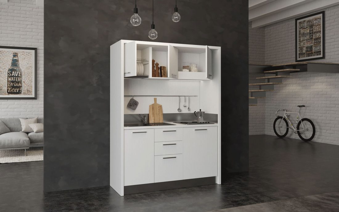 Circeo è una cucina monoblocco di facile installazione in soli 160cm