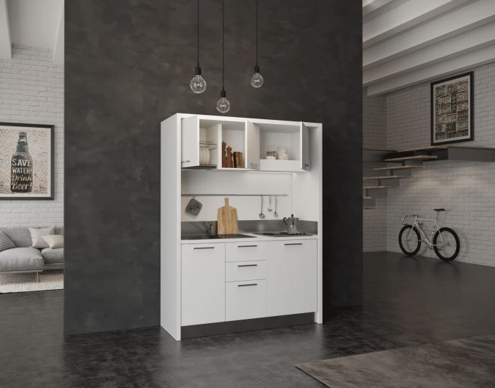Circeo – cucina monoblocco compatta 4 fuochi 160 cm