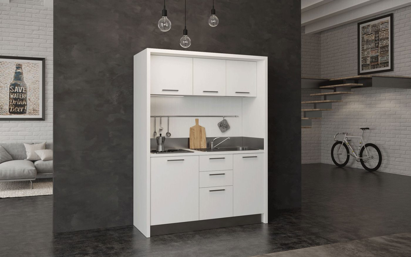 Una mini cucina monoblocco completa per agriturismi e residence