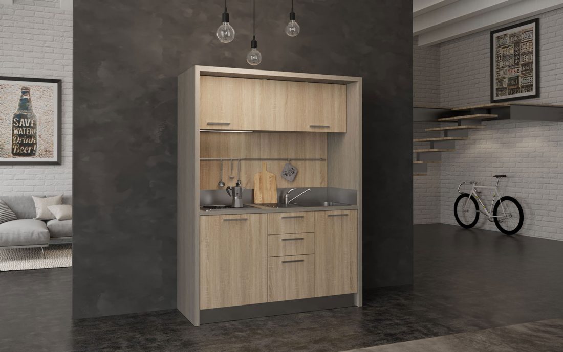 Cucina monoblocco da 1 metro e 60 per case vacanza e residence