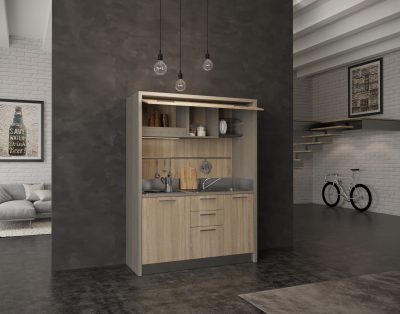 Garfagnana – cucina monoblocco con frigo e piano cottura elettrico