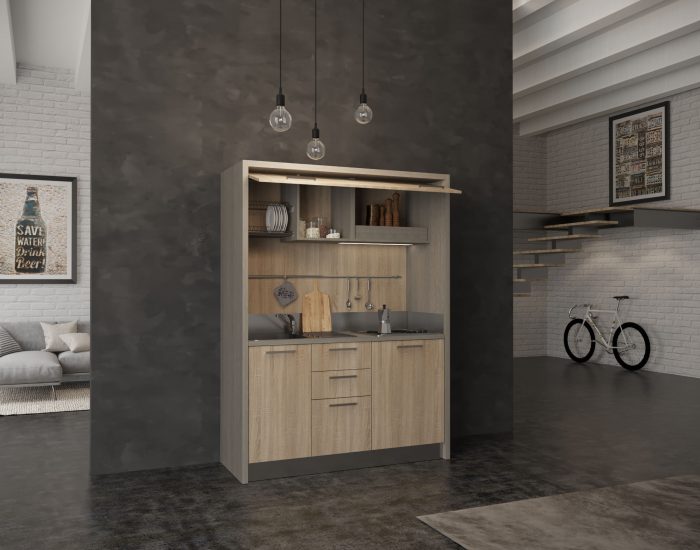 Garfagnana – cucina monoblocco con piano 4 piastre elettriche