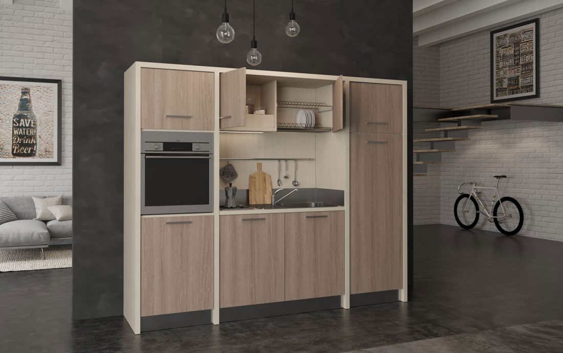 Cucina monoblocco da 2 metri e 60 con forno e lavastoviglie